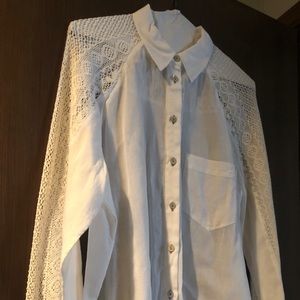 Anthropologie long sleeve white blouse